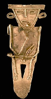 Figura de ofrenda muisca hallada en Pasca, Cundinamarca. 8.0 x 3.4 cm Colección Museo del Oro del Banco de la República